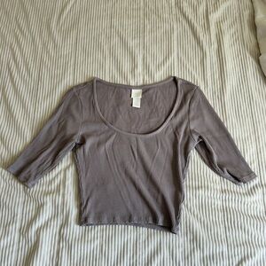 Women's Ribbed Scoop Neck Top - Taupe